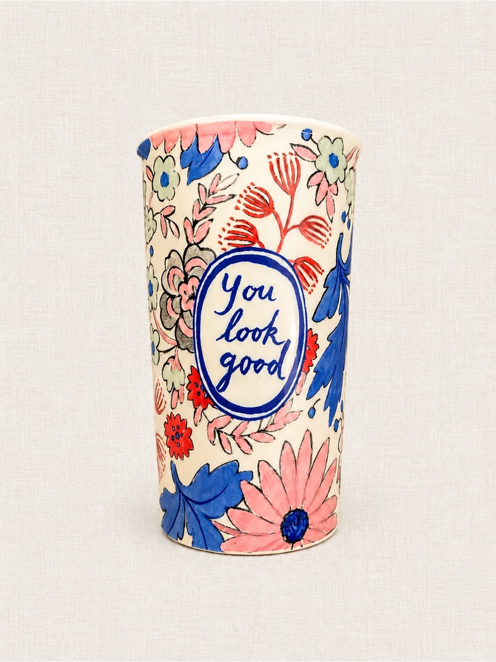 Molly Hatch “You Look Good” Floral Ceramic Tumbler